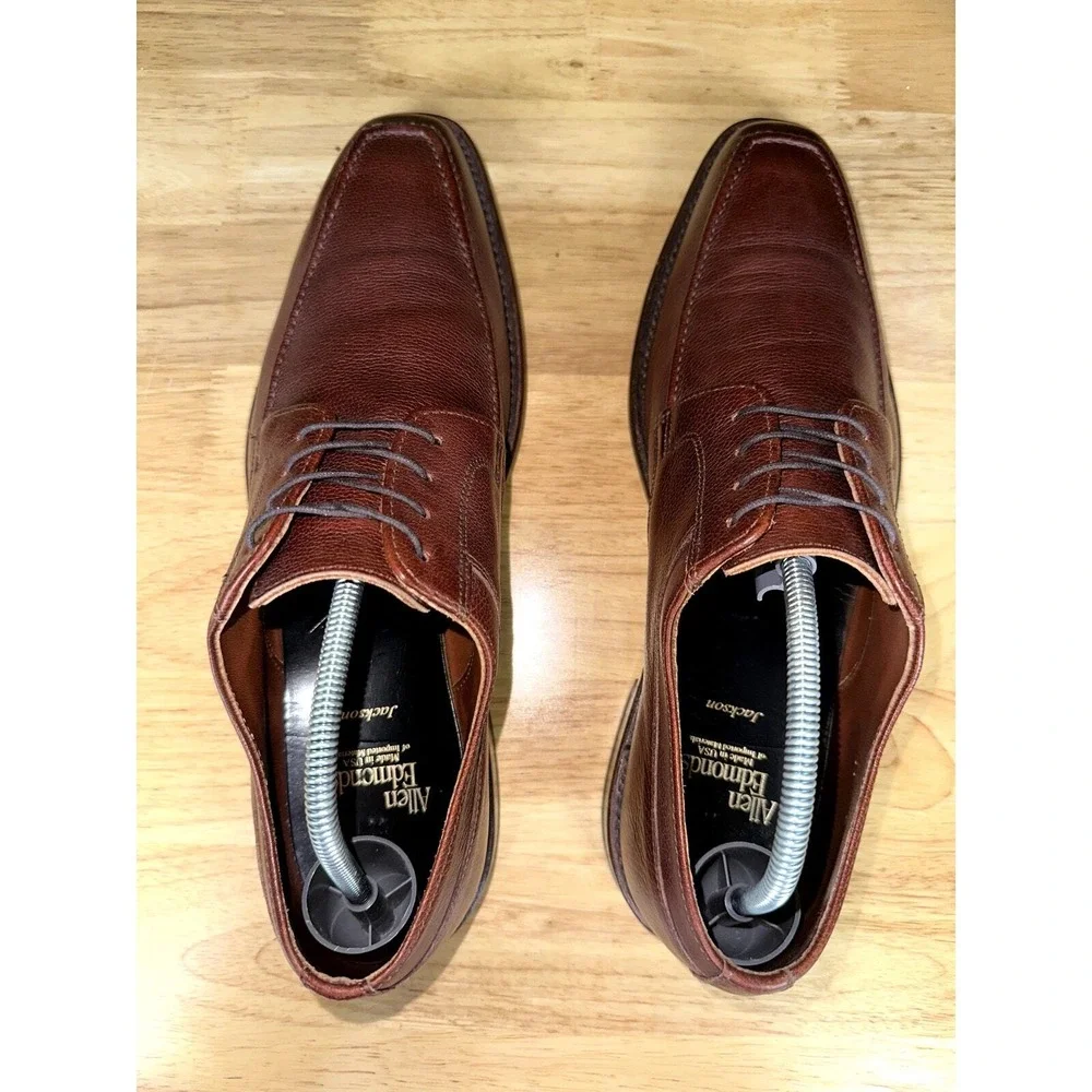 Allen Edmonds Jackson Derby Dress Shoes Brown Leather‎ Mens 11 Made In USA